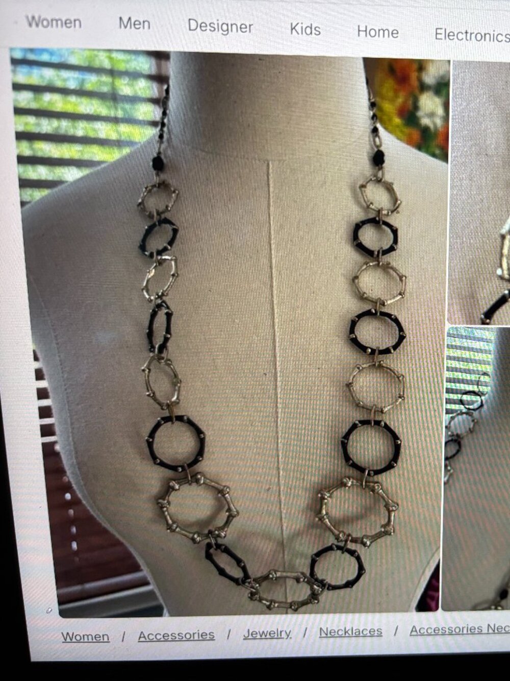 Vintage Statement Necklace in Gold, Black and Silver Costume Jewelry
